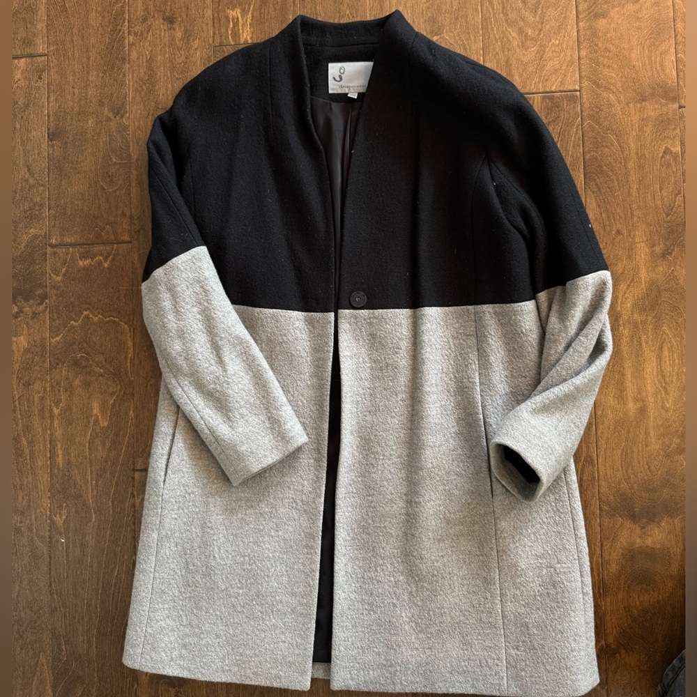 Black and Gray Colorblock wool coat